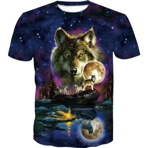Men clothes 2020 Newest Harajuku Wolf 3D Print Cool T-shirt Men/Women Short Sleeve Summer Tops Tees animal Fashion t shirt