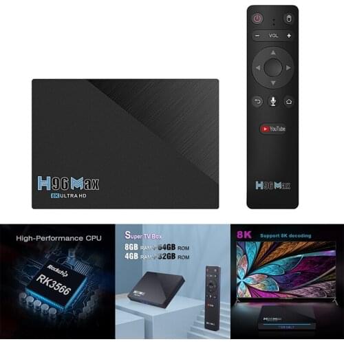 H96 MAX 2.4G+5G Wifi BT4.0 USB3 1000M 8K Google Voice Youtube Rockchip Android 11 Smart TV Box Rk3566