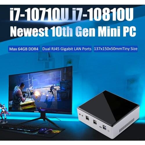 Gaming MINI PC Computer Core I7 10710U 10810U 4.9GHz 64GB DDR4 1TB M.2 NVME SSD WINDOWS10 PRO AC WIFI 8xUSB 4K HDMI DP TYPE C