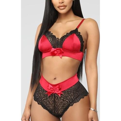 2Pcs Sexy Lingerie Porn Women Hot Erotic Baby Dolls G String Teddies Nightwear Sexy Underwear Set Lace Babydoll Lenceria Mujer