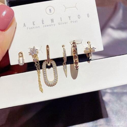 Fashion Geometric Oval Drop Earrings Set Personality Small Hoop Earings For Women Accessories Jewelry Gift