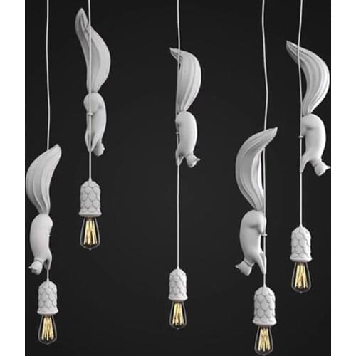 Nordic style creative restaurant bedroom kindergarten childrens room decoration bar animal squirrel resin chandelier