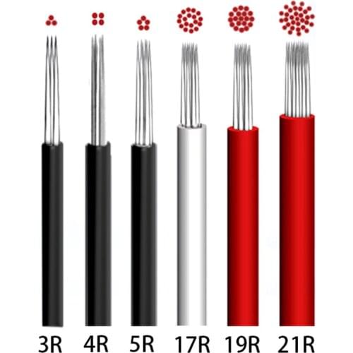 50pcs Microblading Round Needles Permanent Makeup Eyebrow Tattoo Brows Embroidery Pins Manual Fog Pen Needle Tattoo Accessory