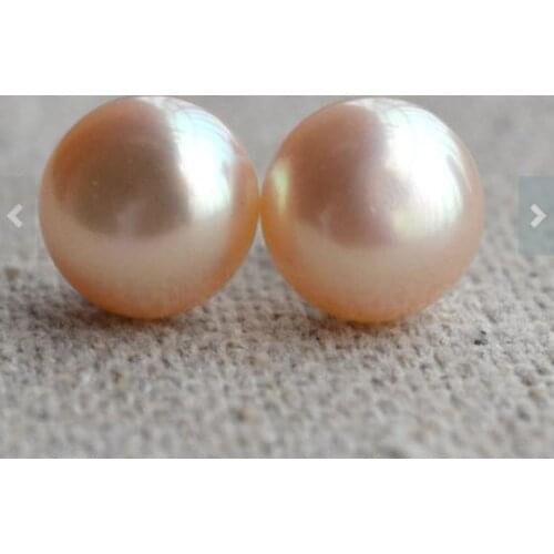 Favorite Pearl Earring 11MM Top Quality Pink Freshwater Pearl Silver Stud Earring Wedding Bridesmaid Fine Jewelry Women Gift