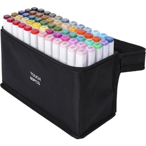 80 color Manga Drawing Markers Pen Alcohol Based Sketch Felt-Tip Oily Twin Brush Pen Art Supplies