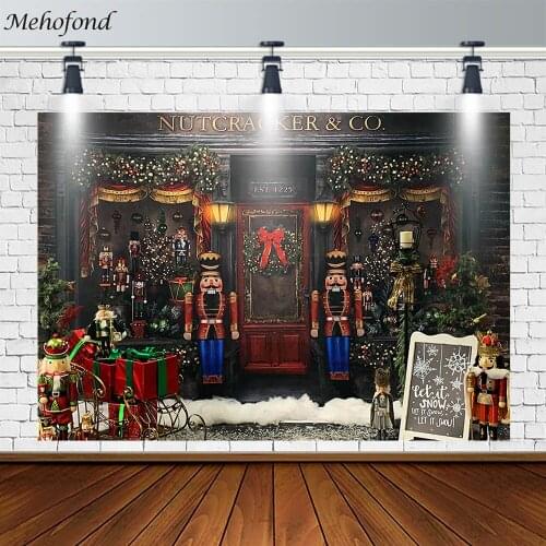 Mehofond Merry Christmas Backdrop Showcase Toy Soldier Christmas Gift Decor Photography Background Photo Studio Banner Photozone