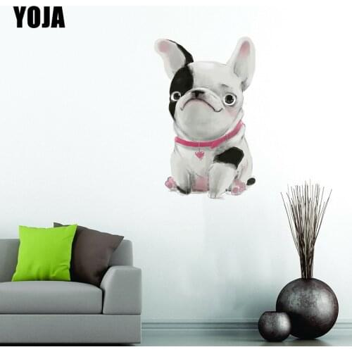 YOJA 35×56.2CM Cute Watercolor Bulldog Cartoon Waterproof Wall Stickers Creative Home Room Decor 8WS0406
