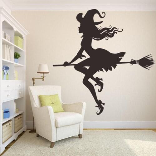 Bat Witch Model Witch Broom Halloween Sticker Carved Wall Sticker stickers sexy korean sticker sheets Childrens room stickers