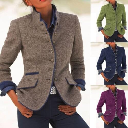 Fashion Spring Autumn Lady Jacket Coat Outwear Coat Jacket Women Slim Overcoat Casual Solid Color Button Coat Female Elegant Top