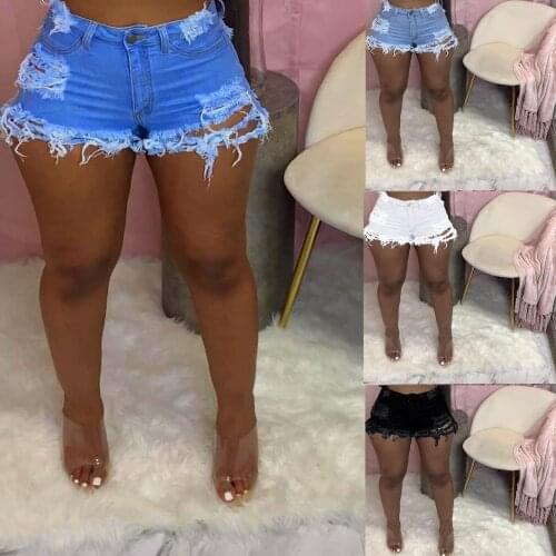 Fashion Women Casual Summer Denim Booty Shorts High Waists Plus Size Sexy Hole Short Jeans Chic Hot Ladies Harajuku Bottom #T2Q