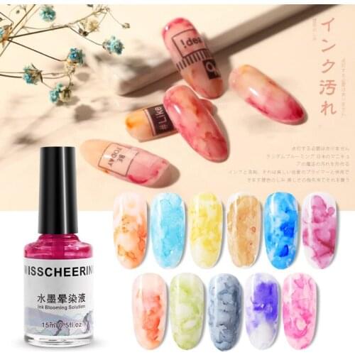 Marble Pattern Gradient Color Nail Polish Ink Smudges Lacquer Nail Art Decoration With Gradient Color Desig Suitable For Party