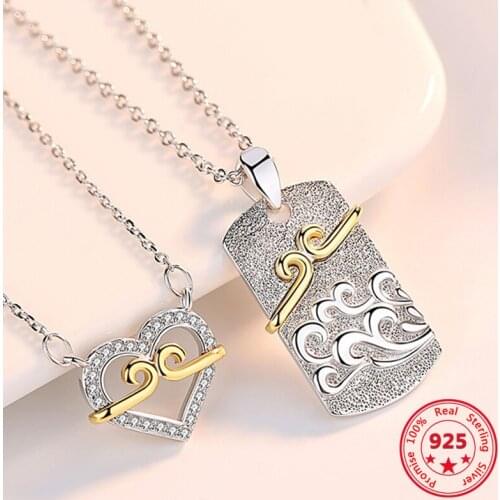 S925 Sterling Silver Tight charm Couple Necklace Men And Women Pendant Simple Creative Clavicle Chain