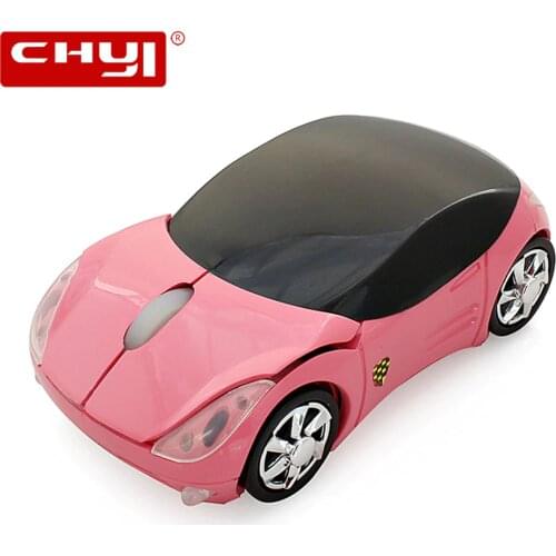 CHYI 2.4G Mini Wireless Car Mouse 1600 DPI USB Optical Computer Mice Pink Cute Cartoon Car Mouse Girl For Laptop PC Notebook