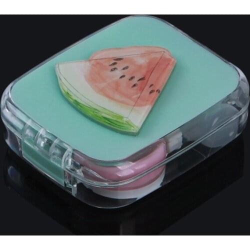 Glasses Case Portable DIY Cute Snow Snowflake Watermelon Contact Glasses Case With Mirror Color Lenses Practical High Quality
