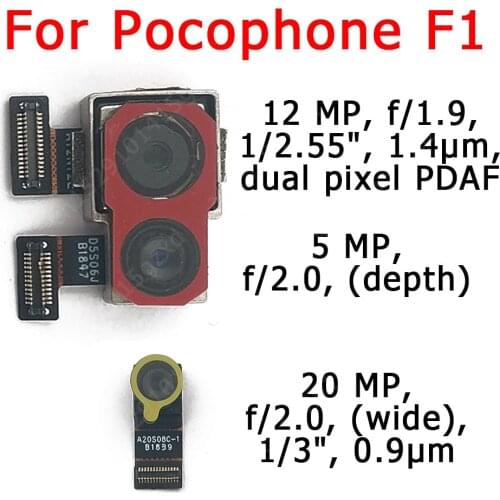 Original Front Rear Back Camera For Xiaomi Mi Pocophone Poco F1 Main Facing Camera Module Flex Cable Replacement Spare Parts
