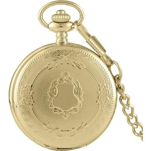 Creative Bronze/Silver/ Gold Delicate Carved Pattern Shield Quartz Pocket Watch Analog Floral rattan Pocketwatch Reloj de madera