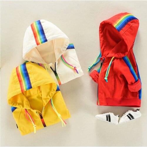 2020 autumn Jackets Hooded Boys & girls clothing Kids Coats rainbow Jacket for Baby tops Fall Infant Girl Clothes windbreak coat