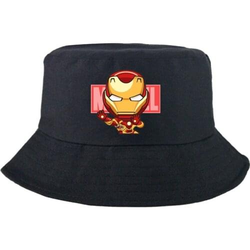 Disney Marvel Iron Man Fisherman Hat Man Women Summer Casual Bucket Hat Graphic Fashion Panama Cap Double-sided Outdoor Fedoras