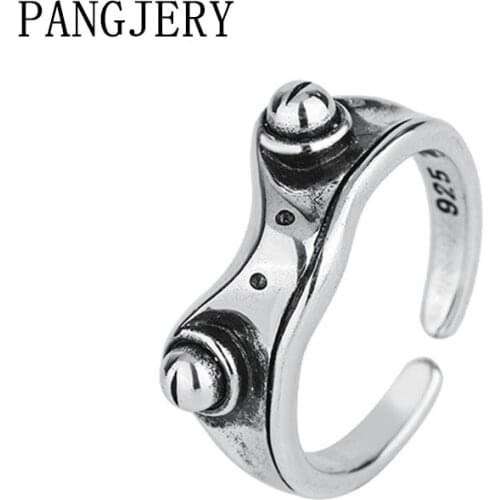 PANGJERY 925 Sterling Silver Cute Frog Rings for Charm Women Vintage Fashion Creative Animal Styling Party Fine Jewelry Gifts