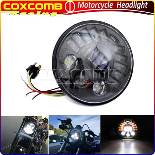 Motorcycle Front 7 Inch LED Headlight DRL Projector Lights For Harley Yamaha Honda Ducati Dyna FXD/FLD Touring Softail FLSTF