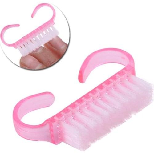 Plastic Handle Pink Cleaning Nail Brush For Nail Art 1Pc Dust Brush Nail Brush Calf Horn Brush Nail Brush Nail Tools Easy Hold