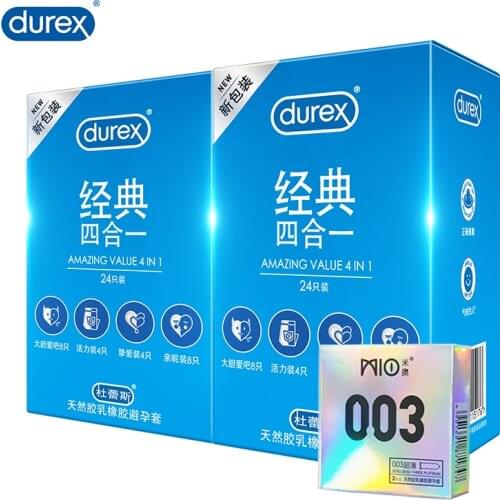 Durex Condom 24/50 Pcs / Box Extender Penis Cock Sleeve Spike Extra Lubricant Ultra Thin Condoms Intimate Goods Sex Toys for Men