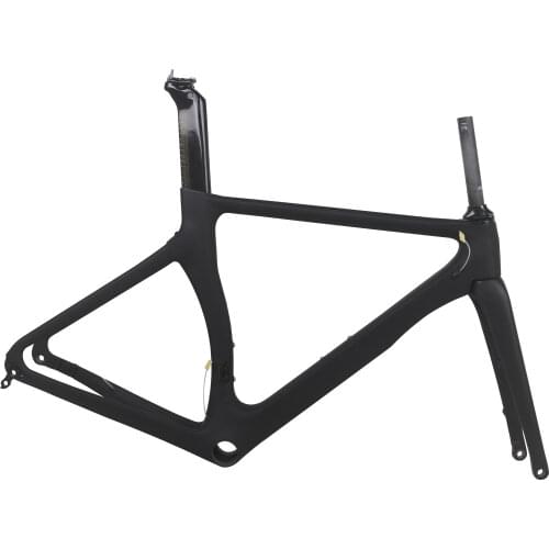 Aero Road Racing Bike Frame TT-X3 Flat Mount Disc Brake 142x12mm Black Color BB386
