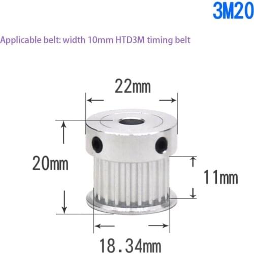 1Pcs K-type 20/24 Teeth 3M Timing Belt Pulley Slot Width 11mm/16mm Bore 4mm-12.7mm For 10mm/15mm Belt CNC Machine/Step Motor