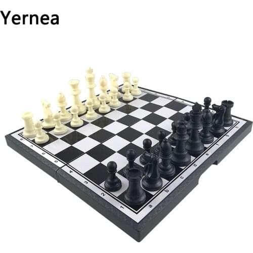 Yernea New Magnetic Chess Game Set Extra Large Magnetic Super Feel Good Folding Chess Board King height 9.6cm Resin Pawn