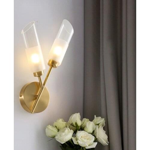 Modern Minimalist Wall Lamps Bedside Bedroom Living Room Staircase Corridor Unique Fashion Double-Headed Glass Lighting Fixture