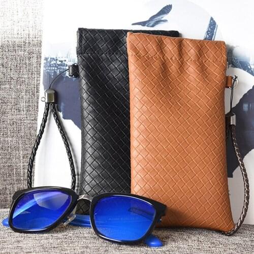 Fashion Leather Eyeglasses Bag Women Men Soft Light PU Sunglasses Pouch Soft Eyeglasses Bags Glasses Accessories