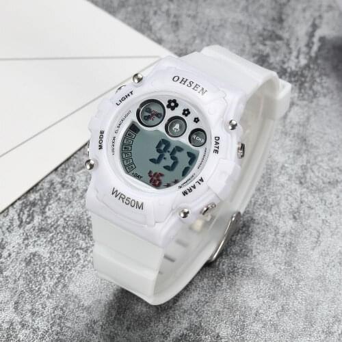 Waterproof Digital Boys Girl Watch Stopwatch Silicone Strap Cute White Baby Children Wristwatch swimming sports kids watch gifts