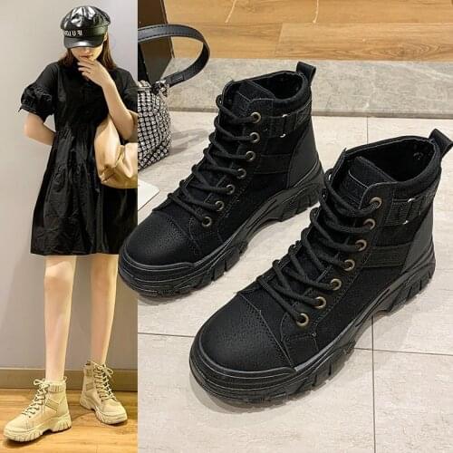 Ladies boots lace-up platform boots Ladies winter warm non-slip short boots Ladies