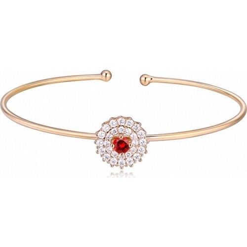 Real AAA Zirconia Micro Inlays Brand Rose Gold Color Fashion Bracelets & bangles for women Crystal New 114970Red