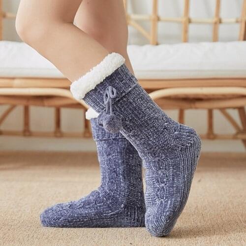 Home Slippers Socks Keep Warm Floor Socks Solid Color Antiskid Winter Room Socks High Quality Home Shoes As Christmas Gifts