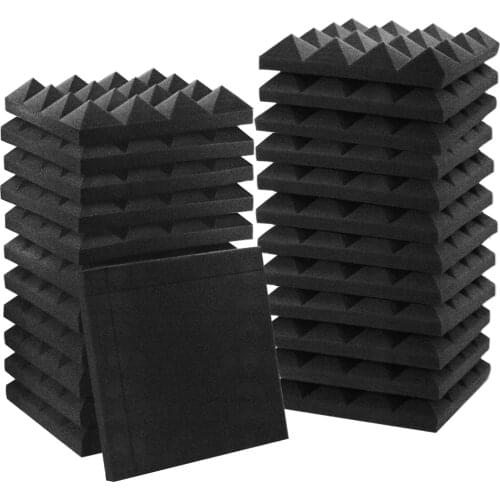 6 Color Sound Sponge 24Pcs 250x250x50mm Studio Acoustic Foam Pyramid Soundproof Absorption Panel Tile Protective Sealing Strip