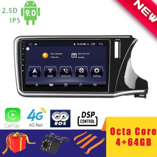 10.1" Android 10.0 Car Multimedia Player Stereo for Honda fit FIT CITY city 2014~18 Head Unit Octa Core DSP 2.5D+IPS 4G Carplay