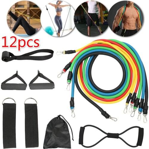 12pcs/set Fitness Pull Rope 8 Shaped Fitness Elastic Rubber Loops Latex Strength Equipment Resistance Bands Training Exercise