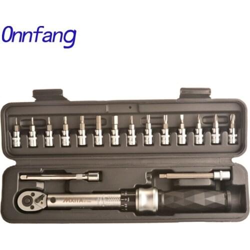 17-18PCS 1/4" 1-25Nm Adjustable Torque Wrench Bicycle Repair Tools Kit Tool Bike Repair Spanner Hand Tool Set