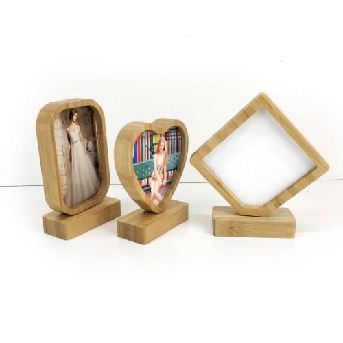 4PCS Free shipping Blank sublimation bamboo-made photo frame two-sided hot ink transfer MDF photo plate with magnetic DIY gifts