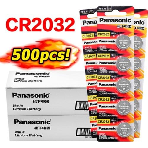 500pcs PANASONIC cr2032 DL2032 ECR2032 5004LC KCR2032 BR2032 3v original button battery coin lithium battery for watch computer