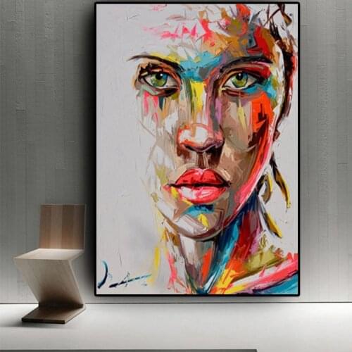 Abstract Woman Face Graffiti Street Art Oil Painting on Canvas Posters and Prints Cuadros Wall Art Pictures for Living Room