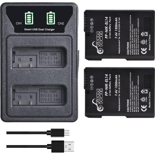 EN-EL14 EN EL14 EN-EL14a Battery + LED Bulit-in USB Dual Charger for Nikon P7800 P7100 P7000 P7700 P7800 D3400 D5500 D5300 D5200