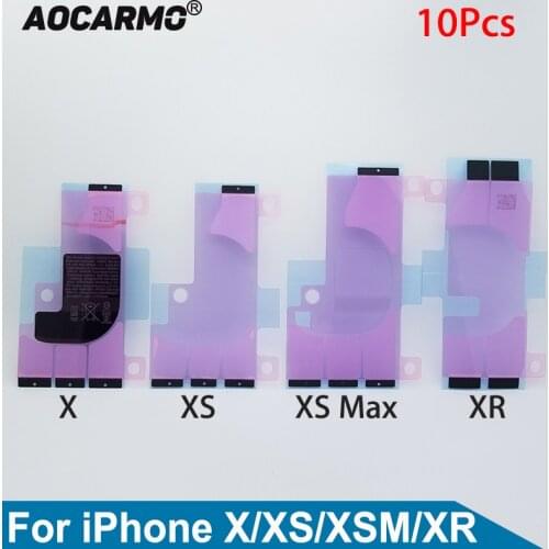 Aocarmo 10Pcs/Lot For iPhone X /XS /XS MAX /XR Battery Easy Pull Adhesive Glue Double-ided Tape Anti-Static Sticker Strip