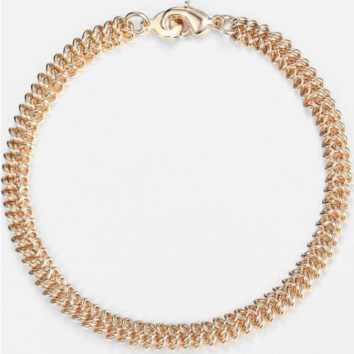 New Fashion 5.5mm Swirl Rope Chain Bracelet 585 Rose Gold for Women Men Wedding Chain Jewelry Length 20cm CB46