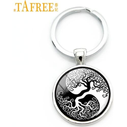 TAFREE Classy charm life tree key chain simple style yin yang tree keychain elegant father day present boyfriend gift KC445