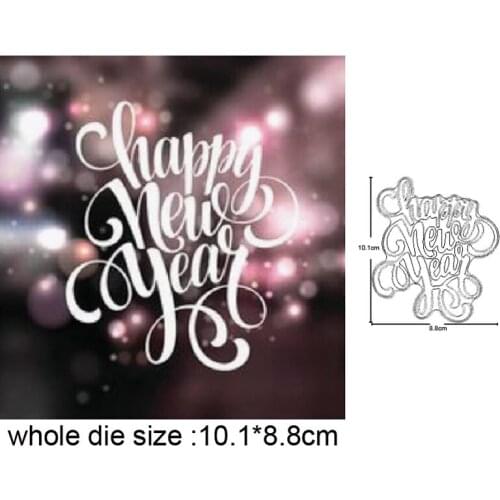 Letter Happy New Year Metal Cutting Dies Scrapbooking Stencils DIY Paper Cards Decorative Embossing Die Cut Crafts Dies 2020 NEW