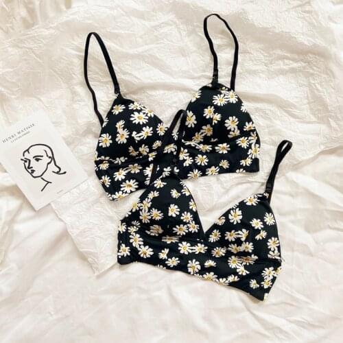 Wriufred Chrysanthemum no steel ring bra triangle cup beauty back underwear dress small strap lingerie