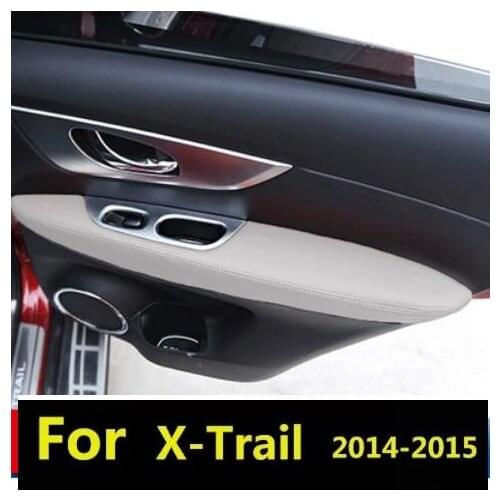4PCS Microfiber Door Armrest Leather Cover Protective Trim For NISSAN X-TRAIL 2014 2015 with Mount Fittings car interior