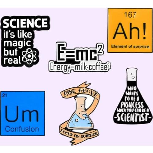 Scientific Energy Enamel Pin Chemical Experiment Beaker Cup Modal particle Ah Um Science Jewelry For Women Men Scientist Brooch